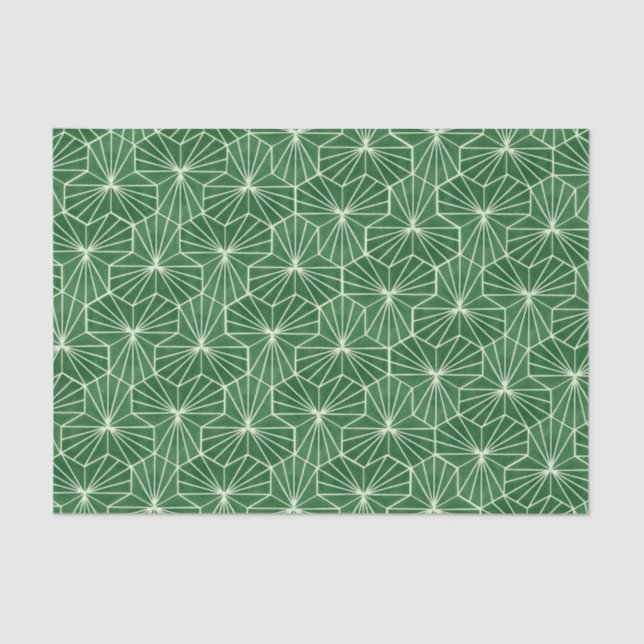 Retro Art Deco Lime Green Geometric Pattern Tissue Paper (Front)