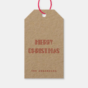 Retro art deco Merry Christmas kraft Gift Tags