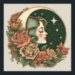 Retro Art Deco Moon Lady Stars & Flowers Poster<br><div class="desc">Retro Art Deco Moon Lady Stars & Flowers

Collectable,  high quality and fully customizable.</div>