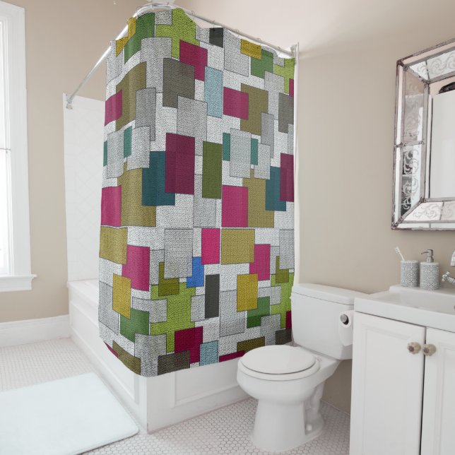 Retro Art Deco Pattern Purple Blue Grey (In Situ)