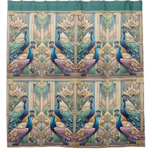 Retro Art Deco Peacocks