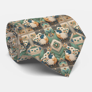 Retro Art Deco Peacocks Tie