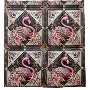 Retro Art Deco Pink Flamingos
