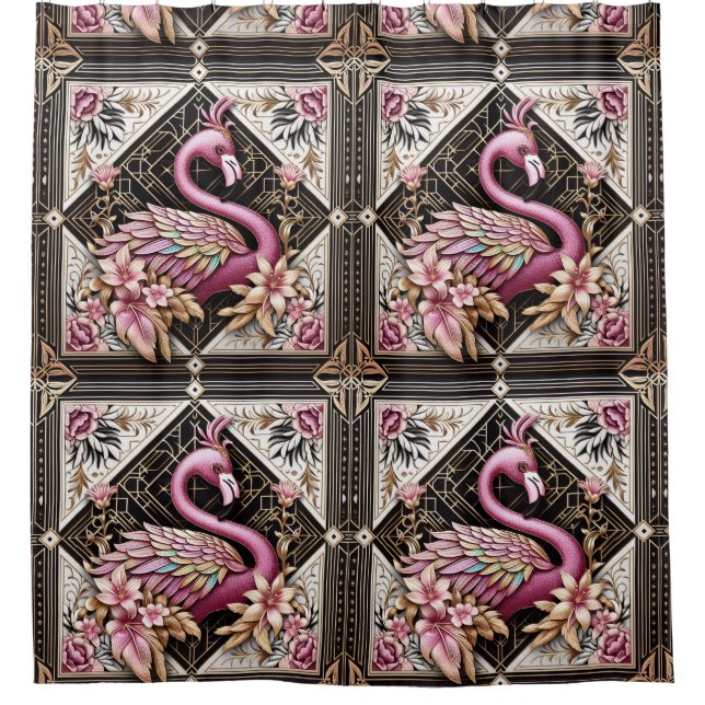 Retro Art Deco Pink Flamingos (Front)