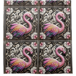 Retro Art Deco Pink Flamingos