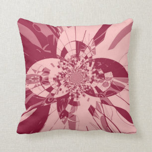 Retro Art Deco Pink Floral Pattern Throw Pillow