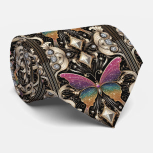 Retro Art Deco Rainbow Butterfly Nouveau Tie