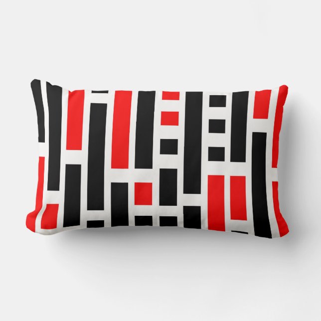 Retro Art Deco Red Black Abstract Design  Lumbar Pillow (Front)