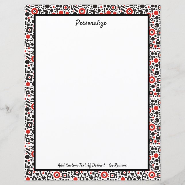 Retro Art Deco Red & Black Pattern Personalize (Front)