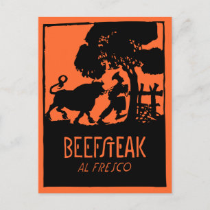 Retro art deco Steak restaurant ad Postcard