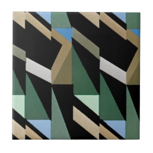 Retro Art Deco Vintage Diamond Triangle Patterns Tile