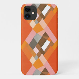 Retro Art Deco Vintage Jazz Orange Diamond Pattern iPhone 11 Case