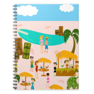 Retro Art Fun Groovy Jet Set Pool Party Notebook