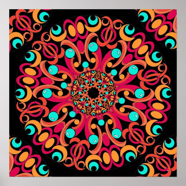 Retro Art Kaleidoscope Poster (Front)