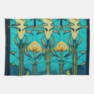 Retro,art nouveau, art design, vintage,glass art,t kitchen towel