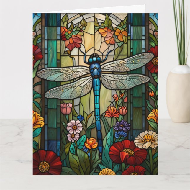 Retro art nouveau dragonfly boho chic card (Front)