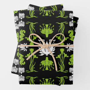 Retro Art Nouveau Home Decor Prints Wrapping Paper Sheet