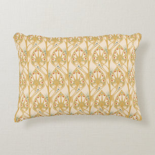 Retro art nouveau illustration pattern accent pillow