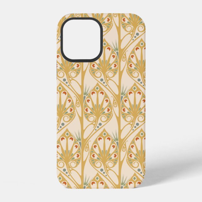 Retro art nouveau illustration pattern iPhone case (Back)