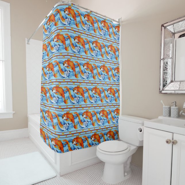 Retro Art Nouveau Koi Fish Frieze Pattern (In Situ)