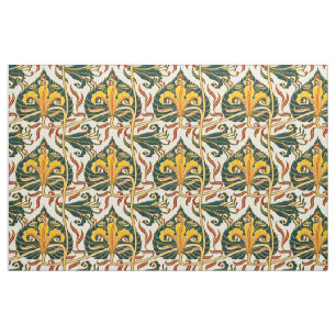 Retro Art Nouveau Lily Pattern by Walter Crane Fabric