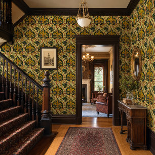 Retro Art Nouveau Lily Pattern by Walter Crane Wallpaper