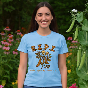 Retro Art Nouveau Pea Plant E.Z.P.Z (Easy Peasy) T-Shirt