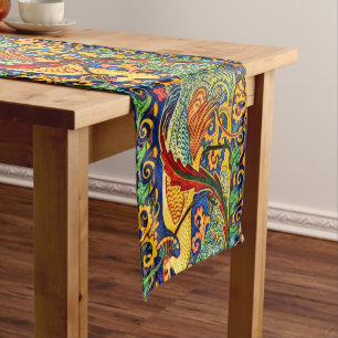 Retro Art Nouveau Peacocks Frieze by Walter Crane Short Table Runner