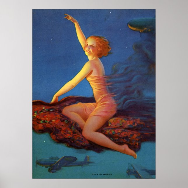 Retro Art Print, "Lets Go America" Eggleston Retro Poster (Front)