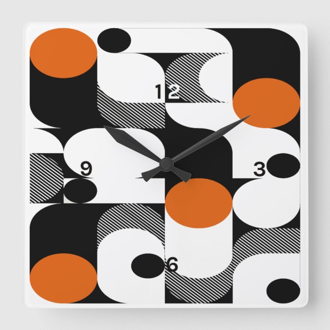 Retro Art Square Wall Clock (Front)