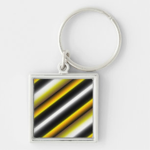 Retro Artdeco gestreift in weiss gelb schwarz Keychain