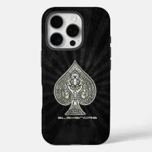Retro Artistic Poker Ace Of Spades Personalized iPhone 16 Pro Case