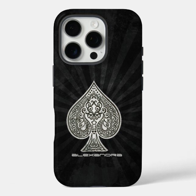 Retro Artistic Poker Ace Of Spades Personalized Case-Mate iPhone Case (Back)