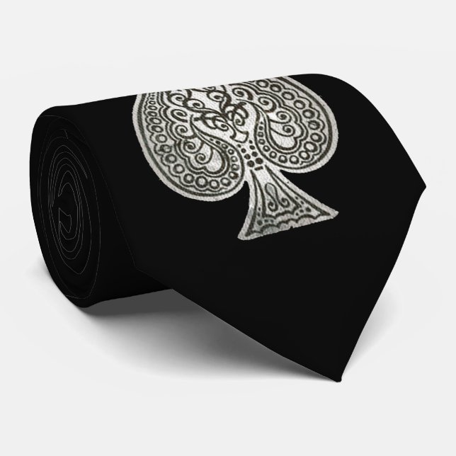 Retro Artistic Poker Ace Of Spades Personalized Tie (Rolled)