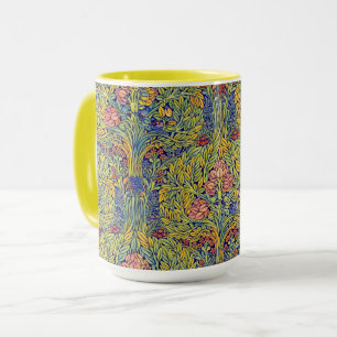 Retro Arts & Crafts style Birds in Trees Pattern Mug