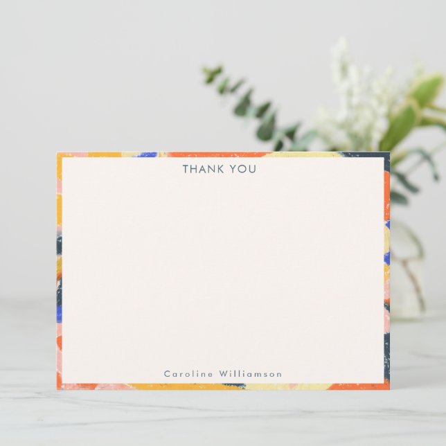 Retro Artsy Abstract Botanical Personalized  Thank You Card (Standing Front)