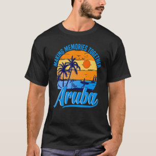Retro Aruba Caribe Palm Tree Beach Summer Vacation T-Shirt