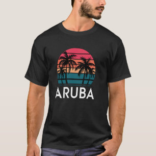 Retro Aruba, Fun Beach Sunset Palm Tree Summer T-Shirt