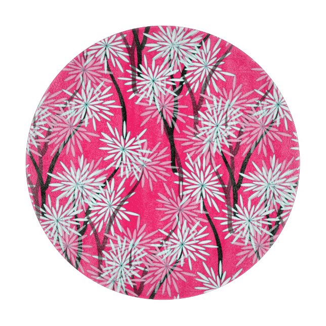 Retro Asian Floral Wallpaper. Cutting Board (Front)