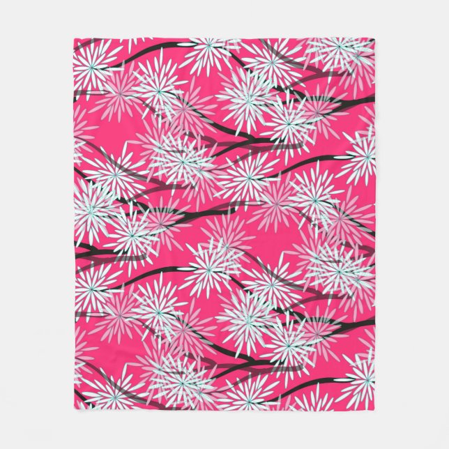 Retro Asian Floral Wallpaper. Fleece Blanket (Front)