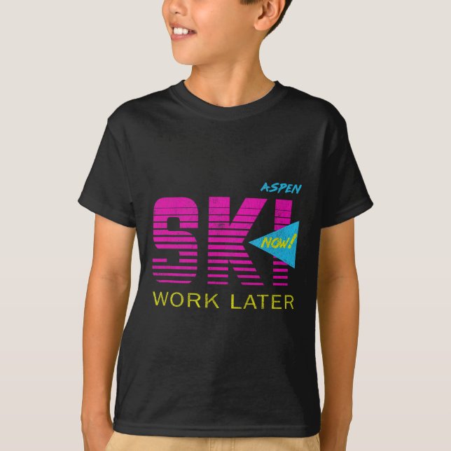 Retro Aspen 80s Colorado Skiing Tee  (Front)