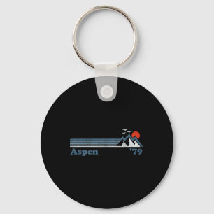 Retro Aspen Ski Resort Colorado Mountains Snowboar Keychain