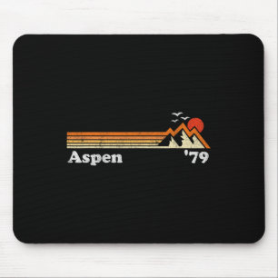 Retro Aspen Ski Resort Colorado Mountains Snowboar Mouse Pad