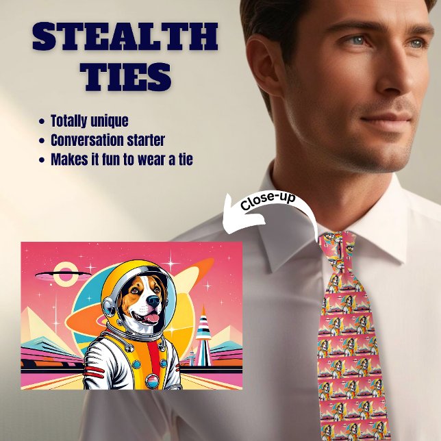 Retro Astro Beagle Pink Stealth Tie (Creator Uploaded)
