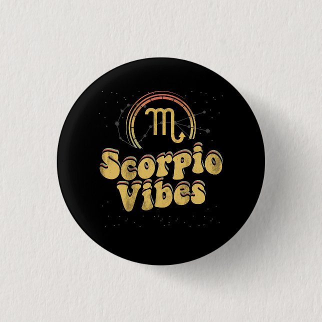 Retro Astrology Zodiac Sign October or November Bi 1 Inch Round Button (Front)