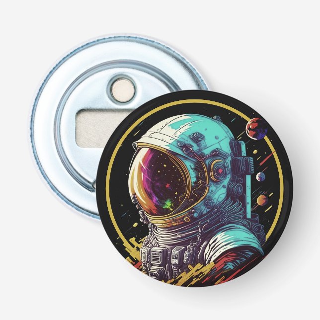 Retro Astronaut Bottle Opener – Explore Every Sip (Front)