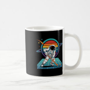 Retro Astronaut Playing Hockey Space Cosmic Univer Coffee Mug