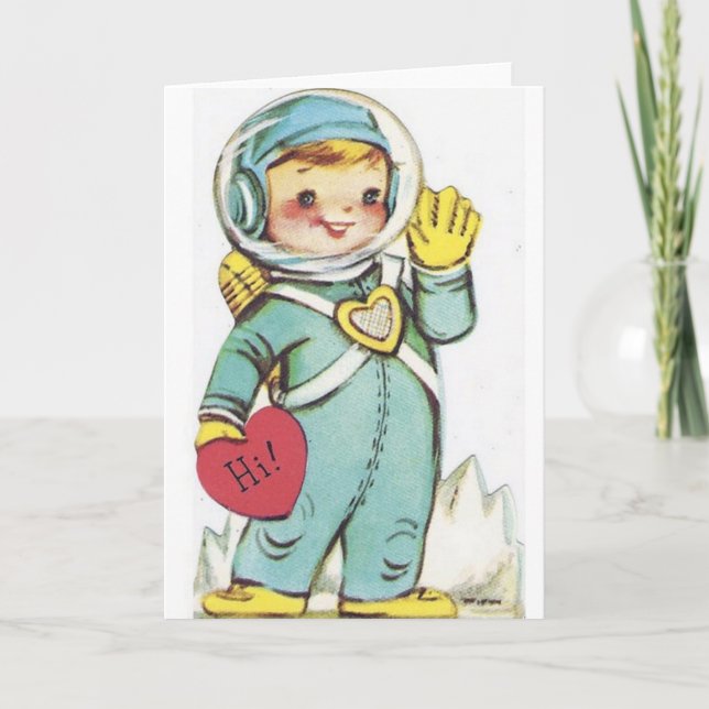 Retro Astronaut Valentine's Day Card (Front)
