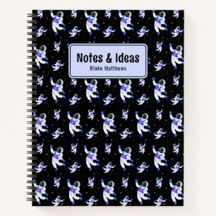 Retro Astronauts Floating In Space Custom Notebook