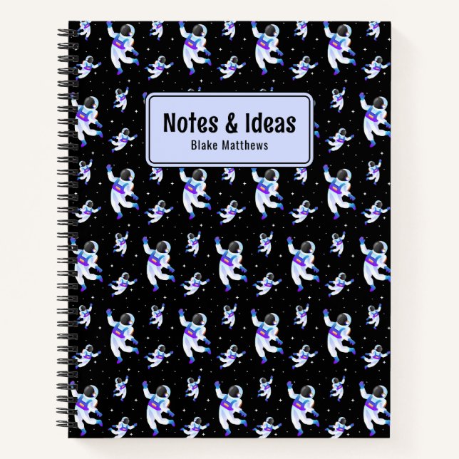 Retro Astronauts Floating In Space Custom Notebook (Front)
